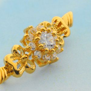 KERONGSANG TUDUNG Ribbon Saduran Emas 24K Permata Putih Zhulian