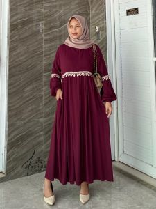 DANIA DRESS SULTAN GAMIS RAYON TWILL RENDA PREMIUM MIDI DRESS DAILY BUSUI FRIENDLY RAYON TWILL