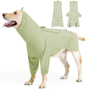 HamshMoc Dog Sun Protection Rain Cape Portable Packable Pet Raincoat with Reflective Strip for Medium Large Dogs Outdoor Walking