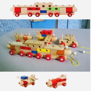 Đồ chơi tàu lắp ghép gỗ đa năng tàu lắp ráp các mô hình phương tiện giao thông thông minh cho bé