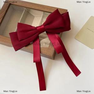 [COD] Man YingLie Lady Elegant Temperament Satin Bow Ribbon Hairpin For Women Back Of Head Spring Hairpin Headwear Fashion Hair Accessories