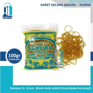 Grosir Karet Gelang Kuning Sakura 14mm 100gram ikat uang duit barang plastik dapur