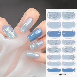 3D Clear Blue Star Jelly Gel Nail Sticker Non-Baked Semi Cured Gel Manicure Stickers Stars Sequin Extension Full Cover Stickers h260819