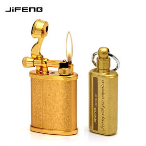 Bộ Set Hộp Quẹt Bật Lửa Xăng Đá Jifeng JF-018B Kiêm Bình Đựng Xăng Đồng Đồng Nguyên Chất Cao Cấp (KHÔNG CHỨA XĂNG GAS)