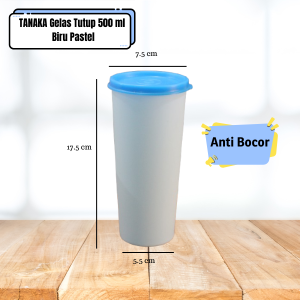 Gelas Plastik Tutup TANAKA 500ml /Tumbler Plastik Warna Grosir