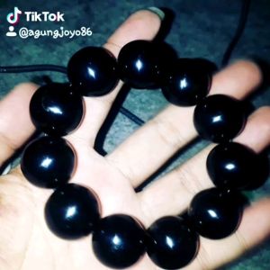 GELANG TASBIH FOSIL AKAR BAHAN ALAMI HITAM JUMBO