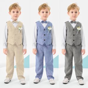 lontakids Baby Boys 4-Piece Formal Suit Toddler Waistcoat Wedding Party Birthday Dress Gentleman Suit