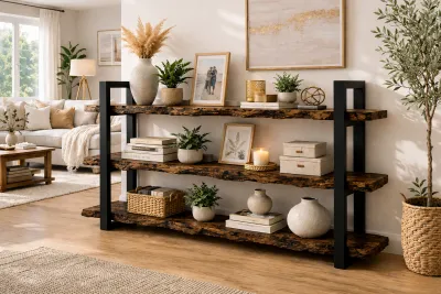 standing thick solid wood shelves with solid wooden frame wood shelves organizer thick and durable solid wood shelves ideal for living room aesthetic design for book display size ng shelves (Length150cm x Width 19cm x Thickness 3.7cm)