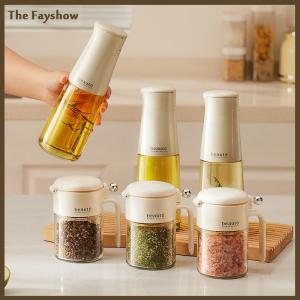 [The Fayshow] Sealed Seasoning Jar Moisture-proof Glass Seasoning Jar With Spoon Kitchen Salt Seasoning Box Seasoning Salt Shaker