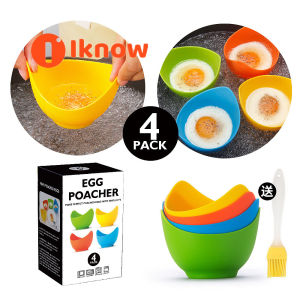 I know  4 Pack Silicone Egg Poacher Cups with Ring Standers Nonstick Egg Poaching Cups for Air Fryer Baking oven or Stovetop Egg Cooking BPA Free