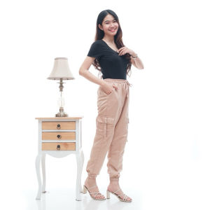 Pekalonganfashion.id - Celana Cargo Wanita - Celana Jogger Wanita - Cargo Jogger Wanita Warna Tosca