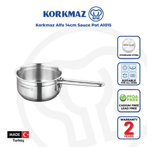 Korkmaz Alfa Stainless Steel Saucepan - 14x7cm Induction Compatible Made in Turkey