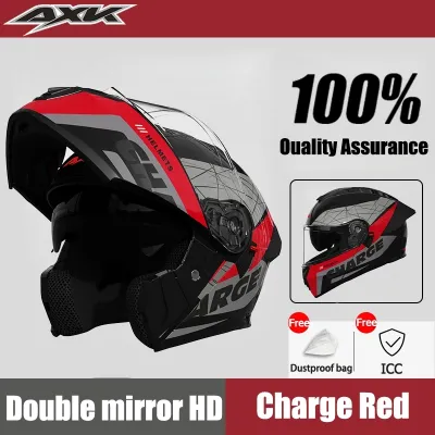 AXK909 Motorcycle Helmet Modular Helmet Dual Lens Mens and Womens Helmet with ICC