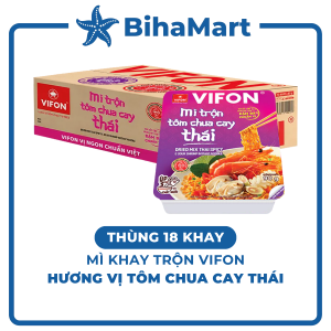 [THÙNG 18 KHAY] - VIFON - Mì khay trộn Vifon hương vị Tôm chua cay Thái Vifon Mì trộn Tôm chua cay Thái Vifon (90g/khay)