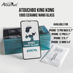ATOUCHBO iPhone 15 Pro Max 14 Pro Max / 14 Plus / iPhone 13 Pro Max / 12 Mini / 11 Pro Max / XR / XS Max 100D Ceramic Nano Curved Screen Protector Tempered Glass