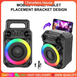 BT Speaker RGB Lights Karaoke Speaker with Microphone for Outdoor Garage Camping