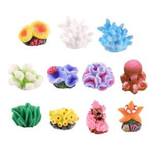 11Pieces Decorative Resins Coral Seaweed Figures Miniatures Ornaments for Aquariums and Fish Tanks Accessories Gift