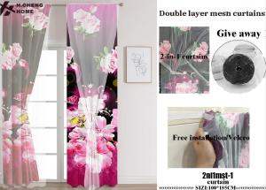 2 in 1 Curtain New Design Curtain Window Bedroom Polyester Home Decor Kurtina Elegant 100×185CM Curtain Set Home COD