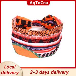 [COD] AqToCna Ship within 24 hours Fashion Cotton Stretch Headband African Pattern Print Twist Style Elastic Hair Band Wide Hairbands Bandana Turban Knot Headwrap