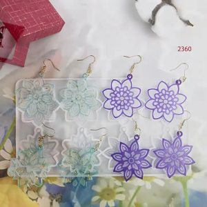 Hoa độc đáo Bông tai khuôn silicon khuôn cho crafting nhựa tai trang trí xinh xắn hình hoa khuôn mặt dây chuyền