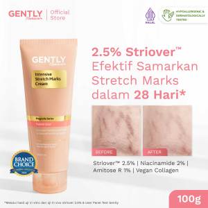 GENTLY Mamacare Intensive Stretch Marks Cream | Complex Hydrating Formula  5X Natural Soothing Agent | Skincare Ibu Hamil dan Menyusui Terdaftar BPOM | Cream untuk Menyamarkan Peregangan Kulit dan Membantu Melembapkan