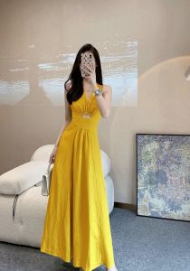 Đầm maxi dáng dài cổ v vải mịn đẹp siêu xinh