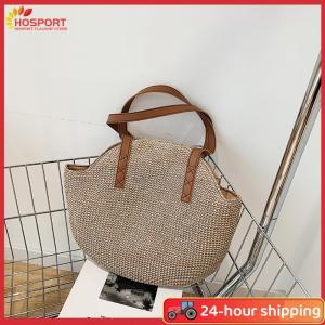 【HOSPORT】กระเป๋าหาดฟางหญิงแฮนด์แฮนด์แฮนด์เมดทอวินเทจฤดูร้อนไหล่ถุงมือชั้นบนสุด