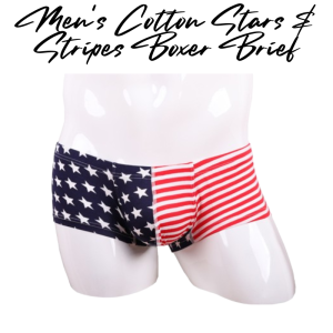 Mens Boxer: Cotton Stars & Stipes Boxer Brief Underwear (WX0011XP)