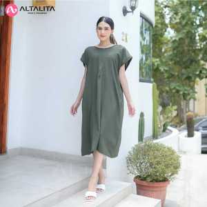 Altalita - Daster Octavia Cringkle Airflow Polos Busui Jumbo Lengan Pendek Selutut Premium