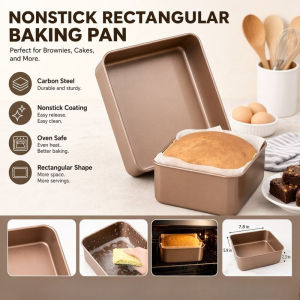 Carbon Steel Baking Pan Nonstick Rectangular Cake Mold Brownie Tray Oven Bakeware Deep Dish