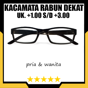Kacamata Baca Lensa Plus (+) Frame Hitam Ukuran Lensa +1.00 sampai +3.00 Pria dan Wanita