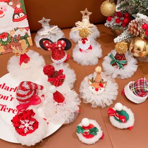 HUIHEYU Bowknot Christmas Hairpin Merry Christmas Decor Sequin Christmas Hat Headband Cute Santa Claus Children Deer antler Hair Clip Girls