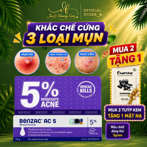 Galderma Benzac AC | Benzoyl Peroxide 5% 15gram Thái Lan | Hỗ trợ giảm mụn viêm mụn mủ mụn trứng cá