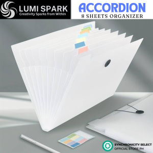 LUMISPARK ACCORDION Transparent Insert File Folder | Free Tags A4 Document Bag | 12 Layered Envelope