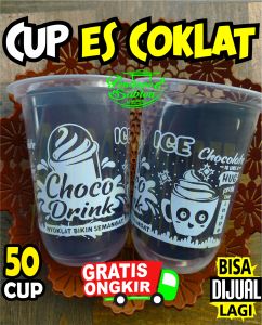 gelas cup plastik MOTIF ES COKLAT 14oz 16oz 18oz 22oz oval datar/  bubuk minuman coklat / coklat bubuk / coklat / coklat bubuk / nutellacup boba / sedotan boba bubble / tapioka pearl / bobatee / bubuk minuman boba