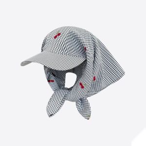 YOCKY Sweet Headscarf Baseball Cap Korean Style Plaid Sunscreen Beach Hats Simple Sunscreen Peaked Cap Girl