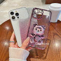 เคสสำหรับ Tecno Spark Go 2024 BG6เคสโทรศัพท์แวววาวพร้อมที่ตั้งรูปหมีน่ารัก | นุ่มที่กันกระแทกทีพียูซิลิโคนเคสชุบเคลือบผิวด้วยไฟฟ้าแวววาว. 
