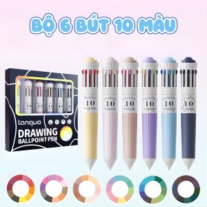 Bút bi nhiều màu đầu bút 0.8mm có tay cầm bằng cao su cho phép chồng nhiều lớp màu.