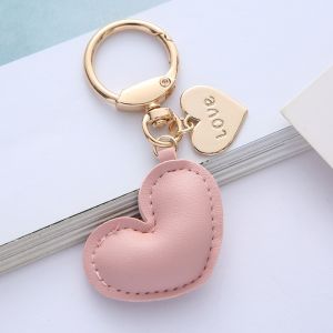 Charm Tas Gantungan Kunci Love dari Kulit Aksesoris Keychain untuk Tas Ransel Kunci Mobil dan Case Earphone Airpods