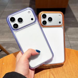 HD Transparent Slim Acrylic Hard Bumper Case For iPhone 17 16 15 14 13 Plus Pro Max Candy Frame Clear Hybrid Protection Cover