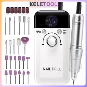 45000RPM Rechargeable Electric Nail Drill LCD Display Professional Nail Polisher Gel Polish Remover Manicure Salon Tool