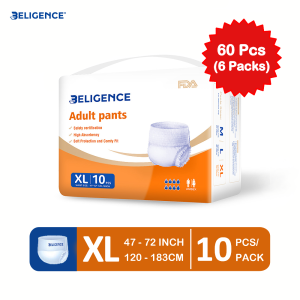 3ELIGENCE Adult Pull Up Pant Diapers (Size M / L / XL) 60 Pcs 6 Packs (Breathable High Absorbent Comfortable)