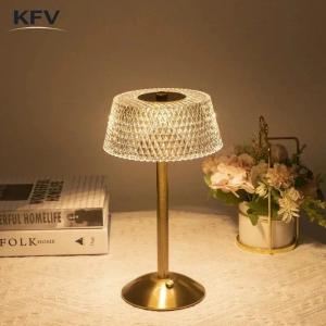 KFV LED Retro Table Lamp USB Rechargeable Light Coffe Bar Touch Dimmable Crystal Desk Lamp Bedroom Decor Vintage Table Lamps