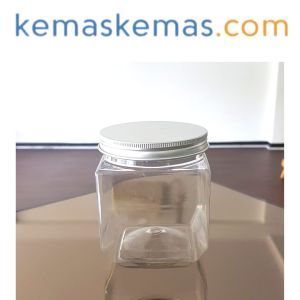 500ml Toples Plastik Cookies PET Jar + Tutup Alumunium Lid
