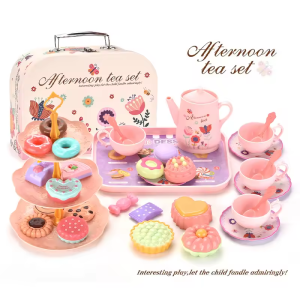 42Pcs Kids Tea Set Little Girls Interactive Pretend Party Tea Set Toy Princess Tea Time Kids Kitchen Pretend Play
