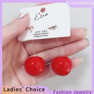 [COD] liuchuanbing Jewellery ต่างหูเชอร์รี่สีแดงสำหรับผู้หญิงใหม่1คู่เหมาะสำหรับผู้หญิงที่มีบุคลิกน่ารักต่างหูปาร์ตี้สำนักงาน