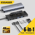 Essager 7/6-in-1 usb3.2 Loại C HUB Loại C để HDMI USB 3.2 Gen2 10gbps Loại bộ chuyển đổi C pd100w sạc nhanh trung tâm áp dụng cho M.2 (2230/2242/2260/2280) giao thức NVMe SSD Tương thích với M key B & m giao diện chính cho điện thoại máy tính bảng máy tín. 