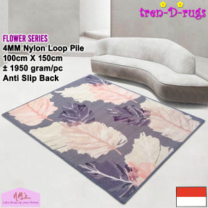 Tren-D-rugs Karpet lantai digital print stylized flower permadani bulu kamar tidur ruang tamu modern minimalis anti slip 100 cm x 150 cm - NMs