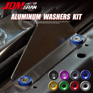 JDMGRAM JDM Car Fender Washers Aluminum 10PCS Auto Fender Washer Bumper License Plate Bolts Racing Universal Modified Engine Screws Decoration Kit Automobile Exterior Accessories