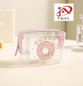 TWOL SHOP 1pcs Mini Transparent Coin Purse PVC，Waterproof Earphone Bag Cartoon Animal Lipstick Bag